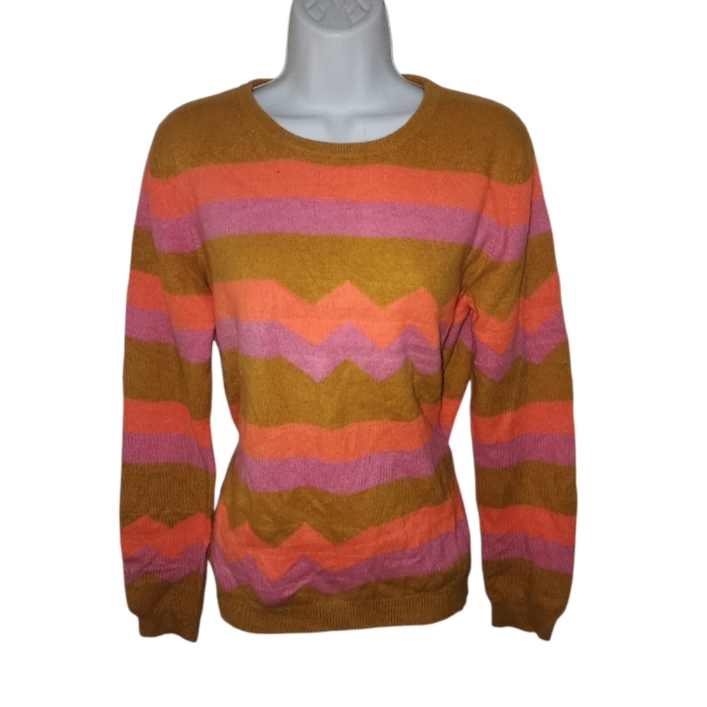 Jumper 1234 Cashmere Crew Neck Multicolored Sweater Women's L